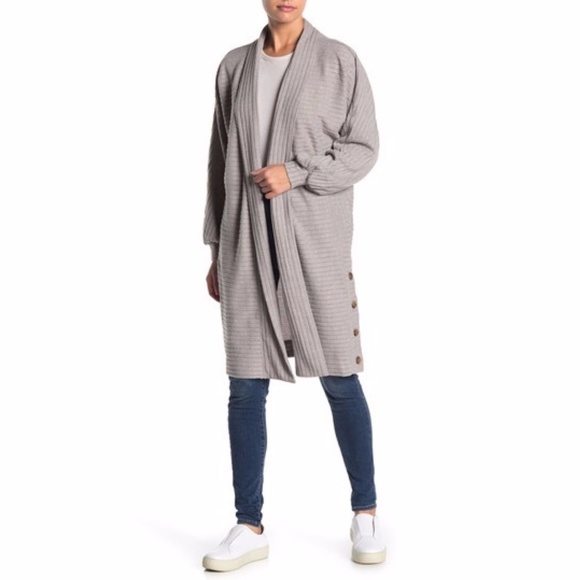 HYFVE Sweaters - NWT Grey Long Ribbed Knit Open-Front Cardigan